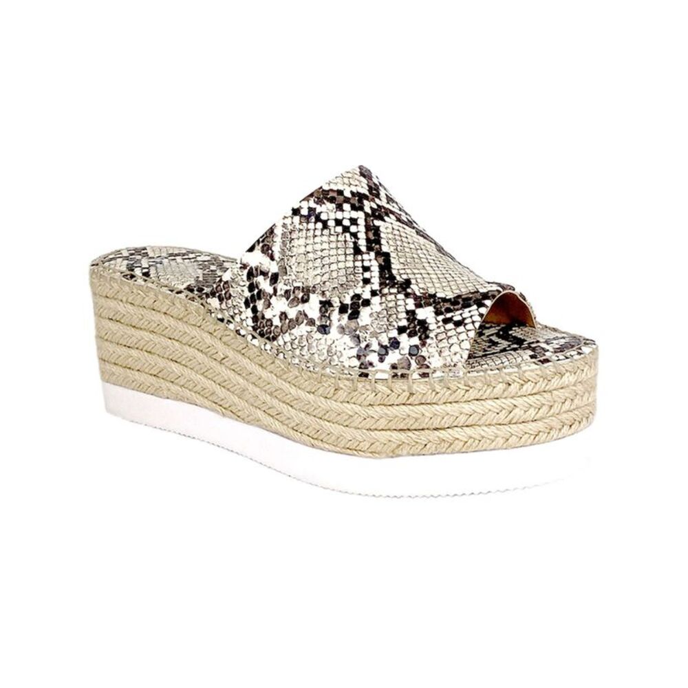 CHARLES BY CHARLES DAVID Womens Beige Snake Print 2" Platform Wedge Sandals 9 M